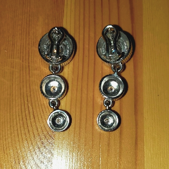 Vintage Signed Judith Ripka 925 Sterling Silver Cubic Zirconia Drop Earrings - Picture 7 of 8